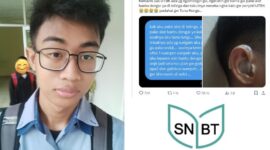 Seorang peserta yang merupakan penyandang Tuli gagal lolos SNBT setelah dirinya diminta melepas alat bantu dengar oleh panitia. (Foto: Twitter/naunathz)